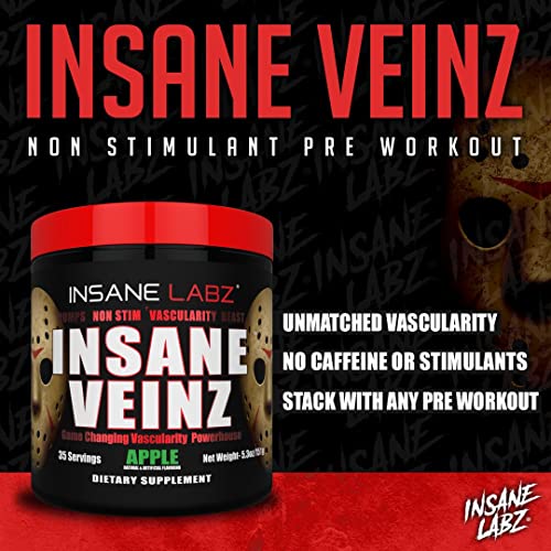 Insane Labz Insane Veinz Non Stimulant NO Enhancing Powder, Nitric Oxide Booster Insane Labz Au supplements