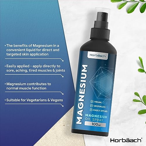 Magnesium Spray for Restless Legs, Muscles, Sleep | 100ml | Magnesium Chloride Oil Horbäach Au supplements