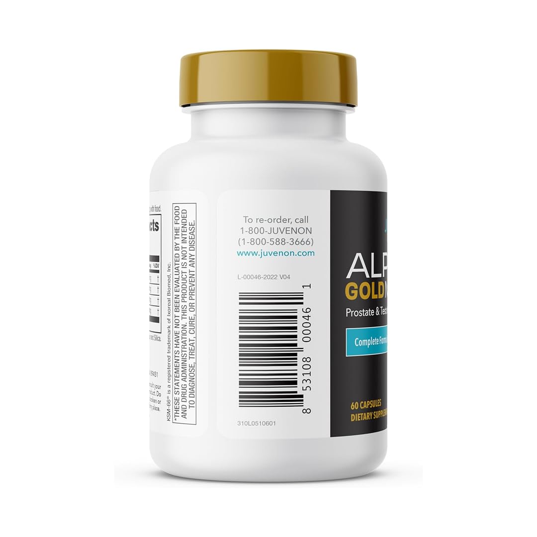 Juvenon Alpha Gold Male Testosterone Booster for Men - T-Support & Male Vitality with KSM-66 Ashwagandha + Fenugreek + Boron Citrate + Saw Palmetto, Non-GMO Vegetarian Capsules Juvenon Au supplements