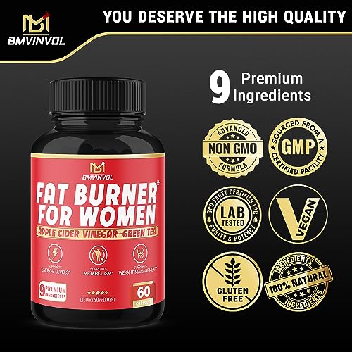 Fat Burner for Women, 9-in-1 Powerful Blend of Apple Cider Vinegar, Green Tea, Garcinia Cambogia BMVINVOL Au supplements