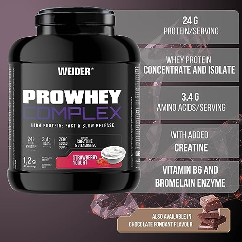 Weider ProWhey Complex (1,2kg) Strawberry-Yogurt Flavour. Formula Based on Whey Protein Weider Au supplements