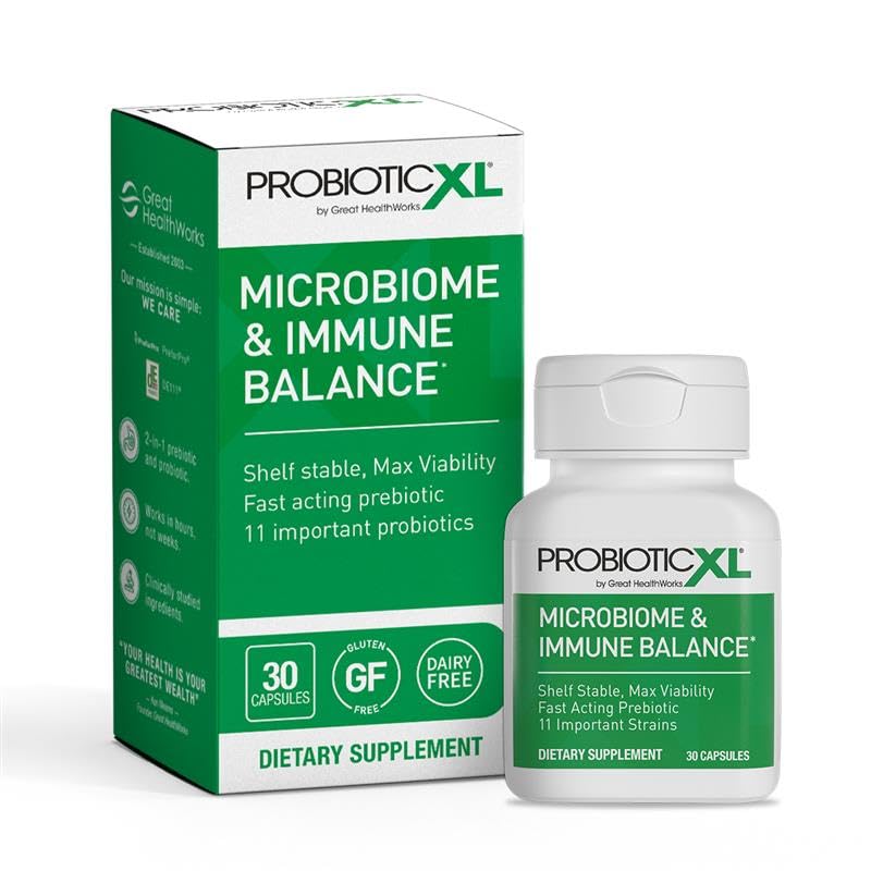 OmegaXL ProbioticXL - Probiotic & Prebiotic, Shelf Stable - Blend 11 Strains - Promote Healthy Gut Flora Growth, 12.5 Billion CFU - Non-GMO, Gluten-Free - 30 Veggie Caps OmegaXL Au supplements