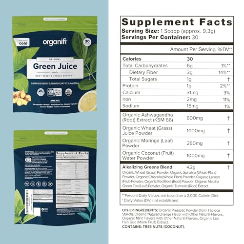 Organifi Green Juice - Organic Superfood Powder - 180-Day Supply - Organic Vegan Green Organifi Au supplements