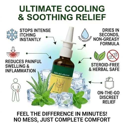 Herbal Hemorrhoid Relief Spray - Fast Acting Relief for Anal Swelling, Itching & Pain, Soothing Perianal Nursing Spray for Discomfort, Natural Plant-Based Formula, 30ML / 1 FL.OZ Aus Healthcare Au supplements