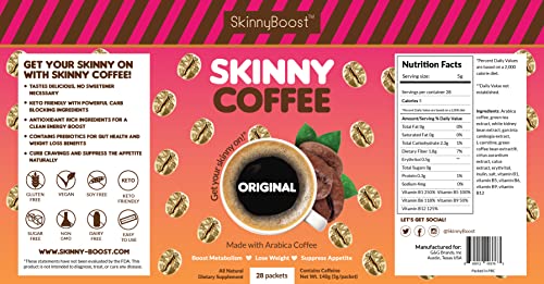 Skinny Boost Skinny Coffee- (Unflavored) Instant Sticks Made with Arabica Coffee, Garcinia SkinnyBoost Au supplements