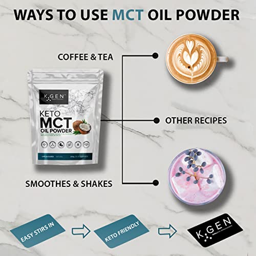 Keto MCT Oil Powder Pure Coconut MCT Keto Coffee Creamer | Premium Quality C8 Easily Absorbed & Digested - Ideal for Paleo & Vegan Diets K GEN ketogenic enhancement Au supplements
