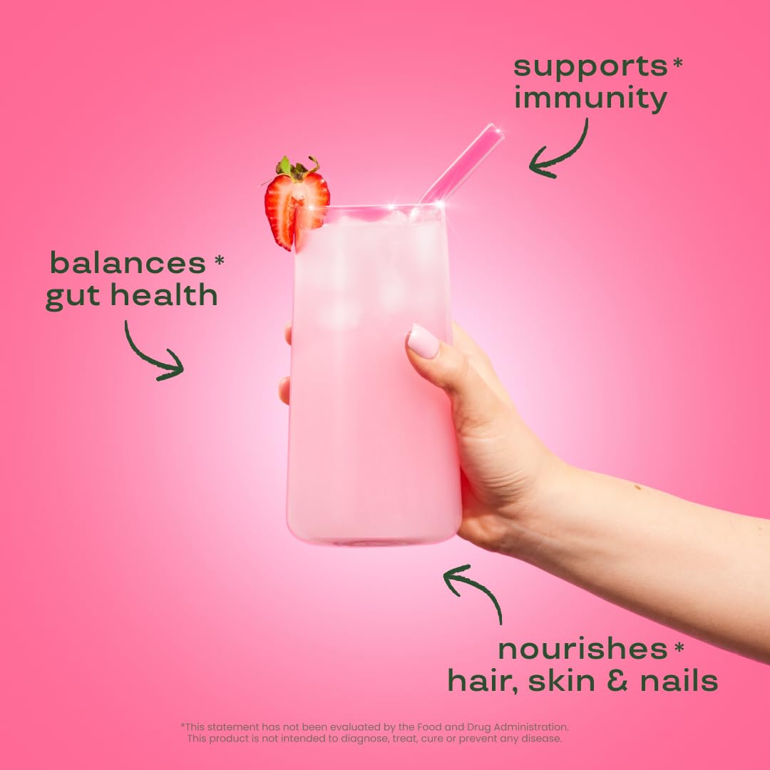 Bloom Nutrition Bovine Colostrum Powder with Vitamin B-12 for Gut Health, Immune Support, Hair Growth & Beauty Supplement | Strawberry, 25 Servings Bloom Nutrition Au supplements