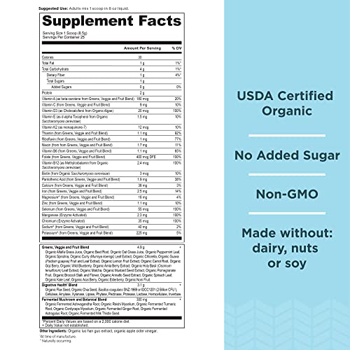 Ancient Nutrition Organic SuperGreens and Multivitamin Powder with Probiotics Ancient Nutrition Au supplements