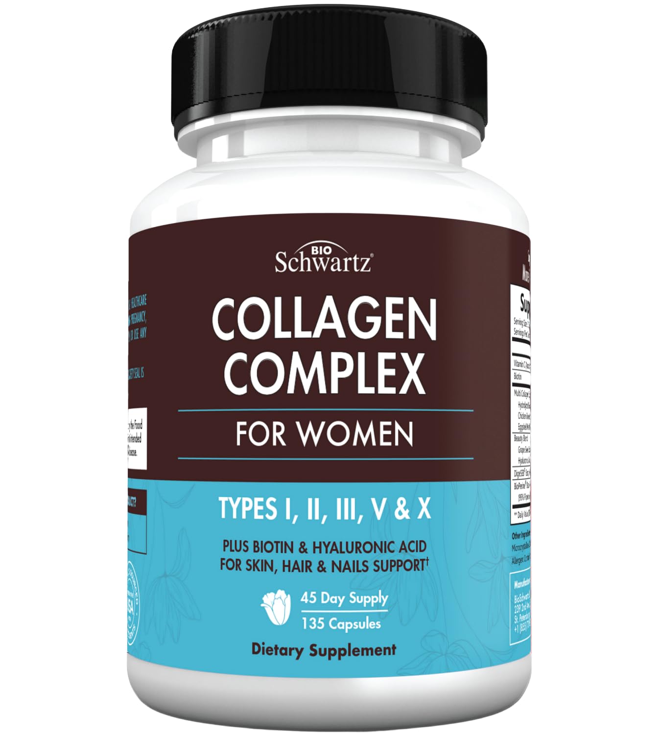 Multi Collagen Pills for Women (Types I II III V X) with Vitamin C Hyaluronic Acid Biotin BioSchwartz Au supplements