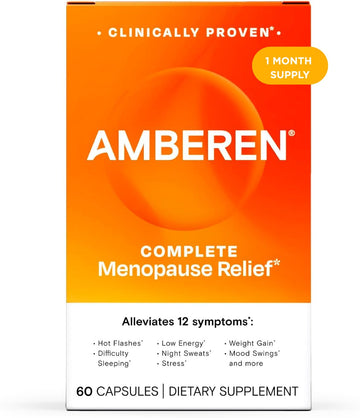 Amberen Menopause Supplement for Women, 60 Capsules, Clinically Proven, Helps Support Hormone Balance, Helps Relieve 12 Menopause Symptoms: Hot Flashes, Night Sweats, Mood Swings and More Amberen Au supplements