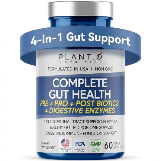 4-in-1 Gut Health Support – Prebiotics + Probiotics + Postbiotics + Digestive Enzymes – DE111 Spore Probiotic for Digestive Support & Bloating PLANT.O NUTRITIONUS supplements