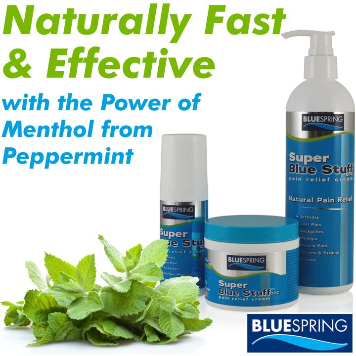 Super Blue Stuff OTC 12-oz. Pump Bottle - Natural, Made in USA, Paraben-free, Works in As Little As 5 Minutes for Joint/Muscle Pain, Backaches, Sprains/Strains, Bruises & Arthritis by Blue Spring Blue Spring Au supplements