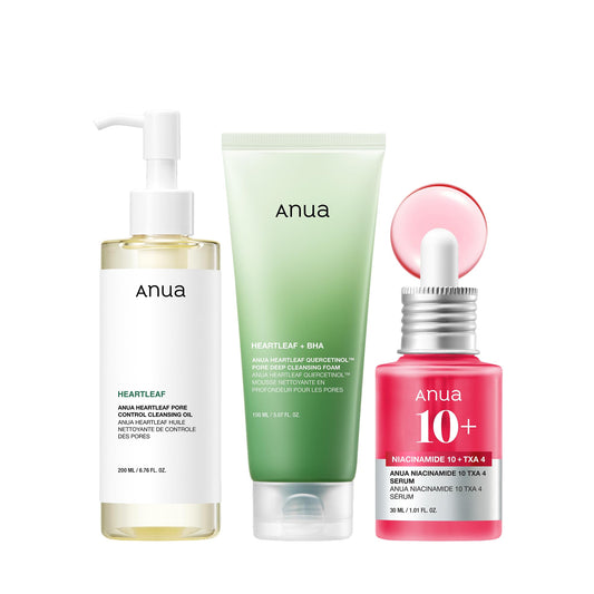 Anua 3-Step Glass Skin Beginner Set, Oil Cleanser and Face Wash with Facial Serum, Double Cleansing Daily ANUAUS supplements