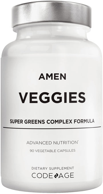 Amen Veggies, Daily Veggies Vitamins Supplement, Vegetables Vegan Blend & Whole-Food Raw Greens Multivitamin Capsules, Mushroom Complex, Superfood, Minerals, Green Vegetable Nutrients, Non-GMO, 90 ct Amen Au supplements