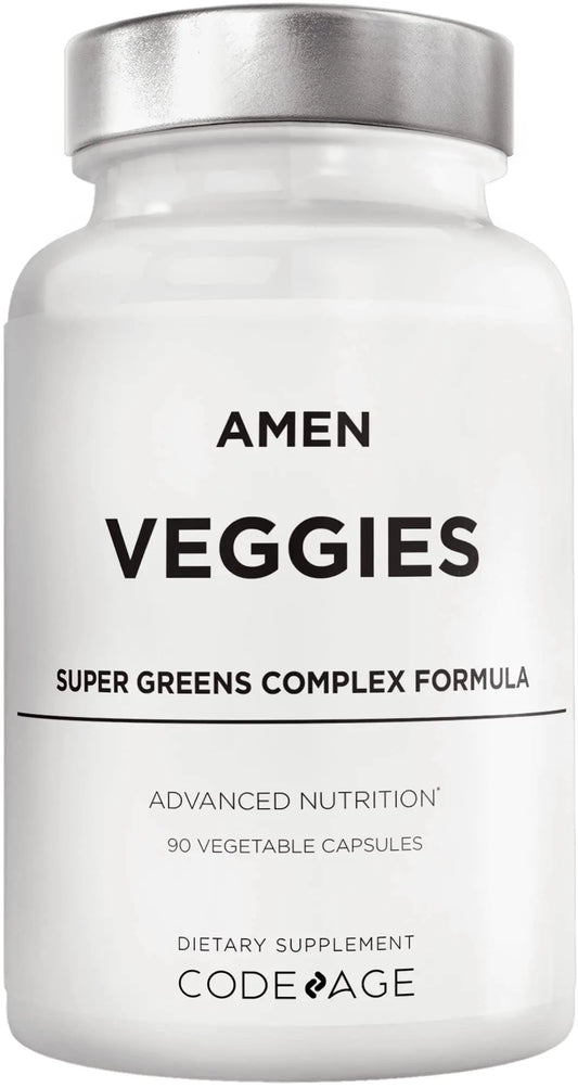 Amen Veggies, Daily Veggies Vitamins Supplement, Vegetables Vegan Blend & Whole-Food Raw Greens Multivitamin Capsules, Mushroom Complex, Superfood, Minerals, Green Vegetable Nutrients, Non-GMO, 90 ct AmenAU supplements