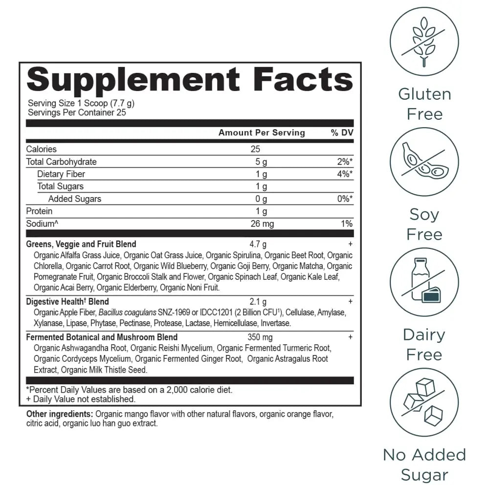 Ancient Nutrition Organic Supergreens Powder, Mango, 25 Servings + Multi Collagen Protein Powder, Vanilla, 60 Servings Ancient Nutrition Au supplements