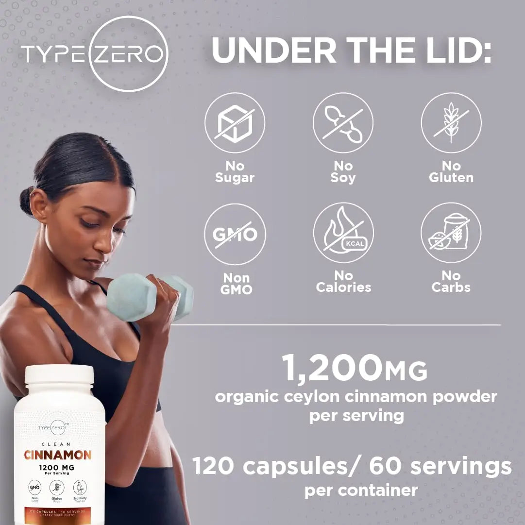 Type Zero Ceylon Cinnamon Capsules (1200mg | 120 Capsules) - Natural, Non-GMO, Gluten Free, Organic Cinnamon Bark Supplement Type Zero Au supplements