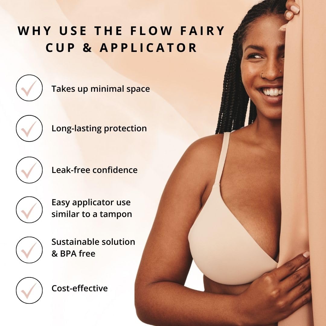 Flow Fairy Reusable Menstrual Cup with Applicator for Easy Insertion- 100% Medical Grade Silicone Period Cup Flow Fairy Au supplements