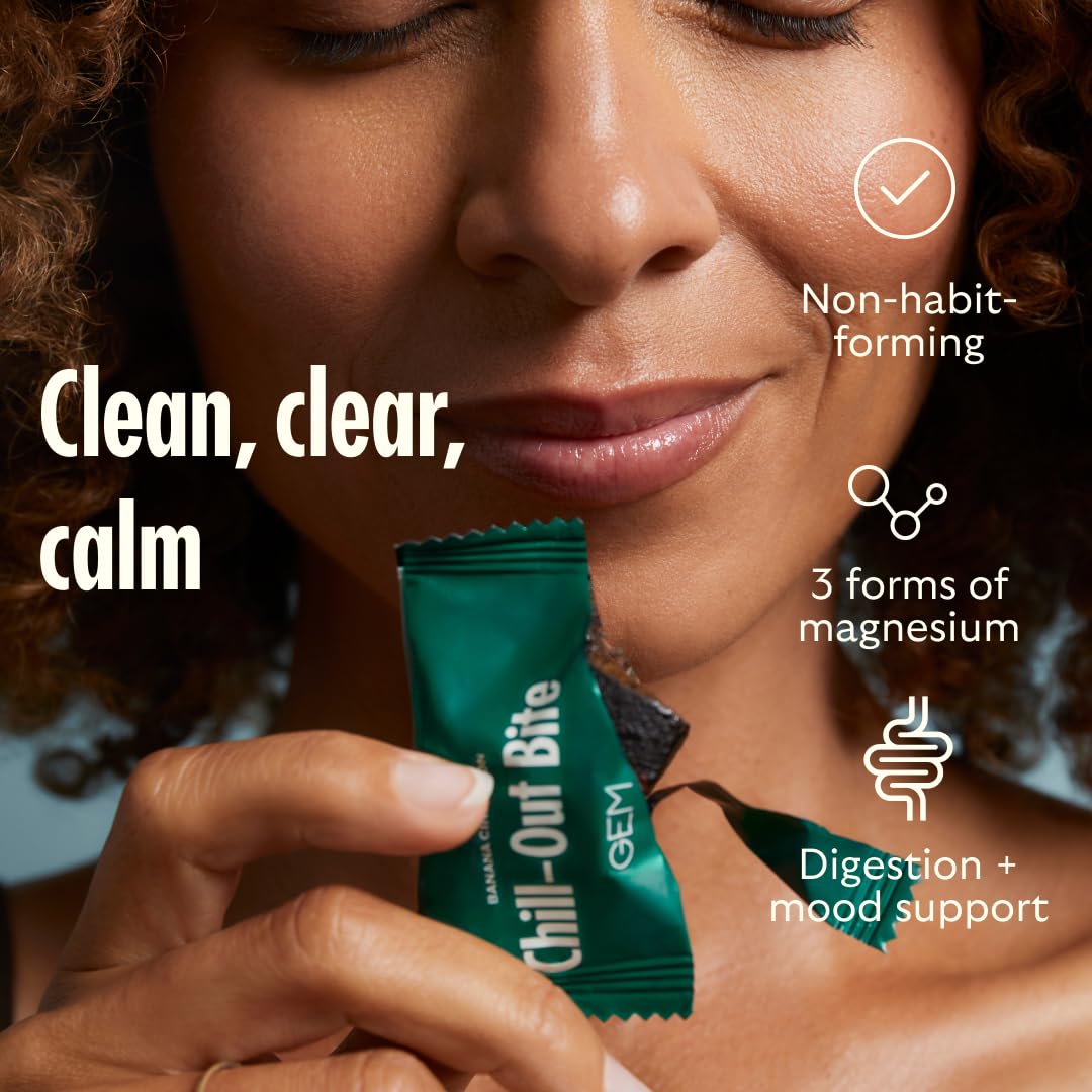 GEM Calm Bite | Supports Calm Mind & Clarity | Magnesium L-Threonate, Golden Chlorella, Lemon Balm | Holistic Non-Habit Forming | Gluten Free, Soy Free, Banana Cinnamon (7 Count) GEM Au supplements