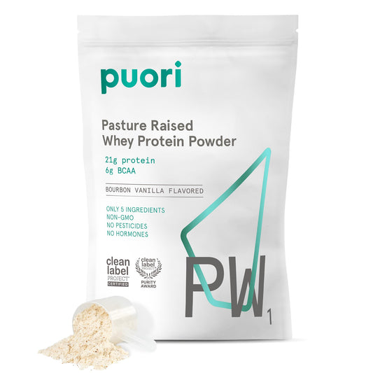 Puori Whey Protein Powder, Bourbon Vanilla - PW1 Pasture-Raised, Grass-Fed Whey Protein Powder Drink Mix containing BCAA Amino Acids - Post-Workout Supplement PuoriUS supplements