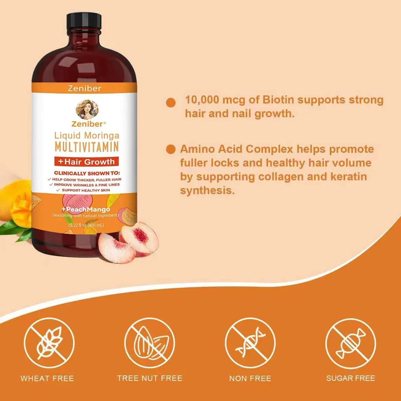 Zeniber MaayRuth Multivitamins Hair Growth&Liquid Multivitamins for Women, Biotin 10000mcg Liquid Multivitamin Hair Growth Supplement, 15.22 OZ Zeniber Au supplements