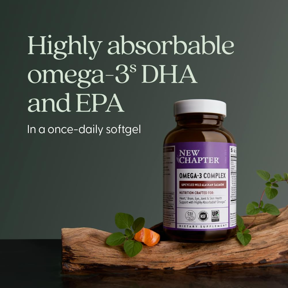 New Chapter Omega-3 Complex, 1000mg Softgels, Fish Oil Supplement Wild Alaskan Salmon for Heart, Brain, Eye, Joint & Skin Health Support - 30 Count New Chapter Au supplements