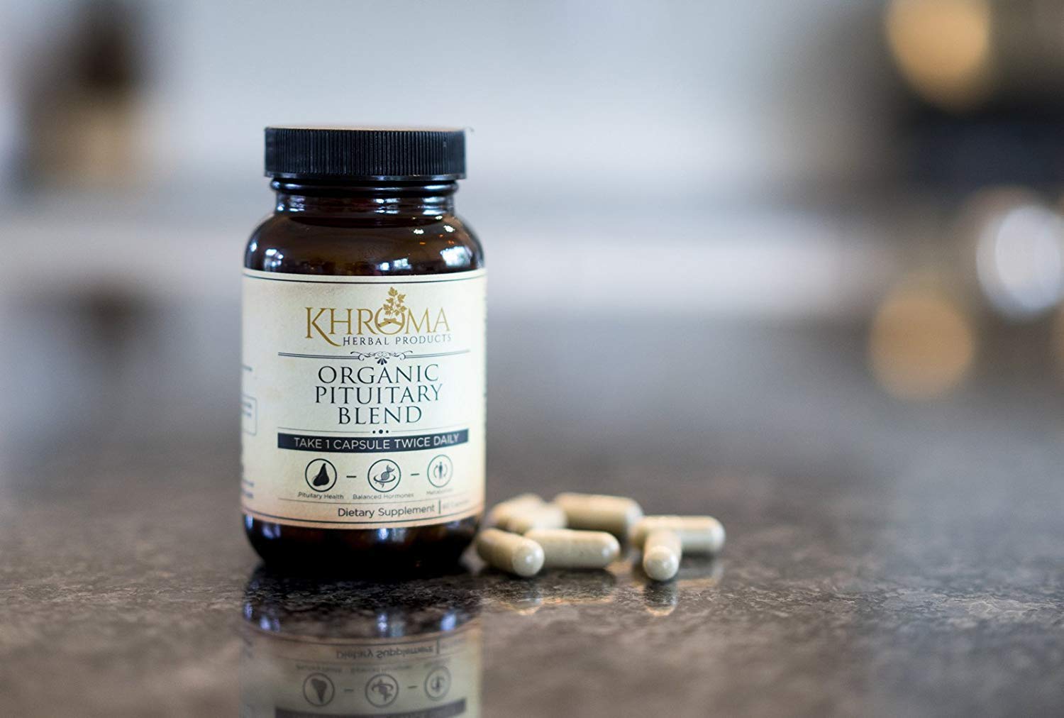 Organic Pituitary Blend - 60 Vegan Capsules in a Glass Bottle - for Maximum Pituitary Support - by Khroma Herbs Khroma Herbal Products Au supplements