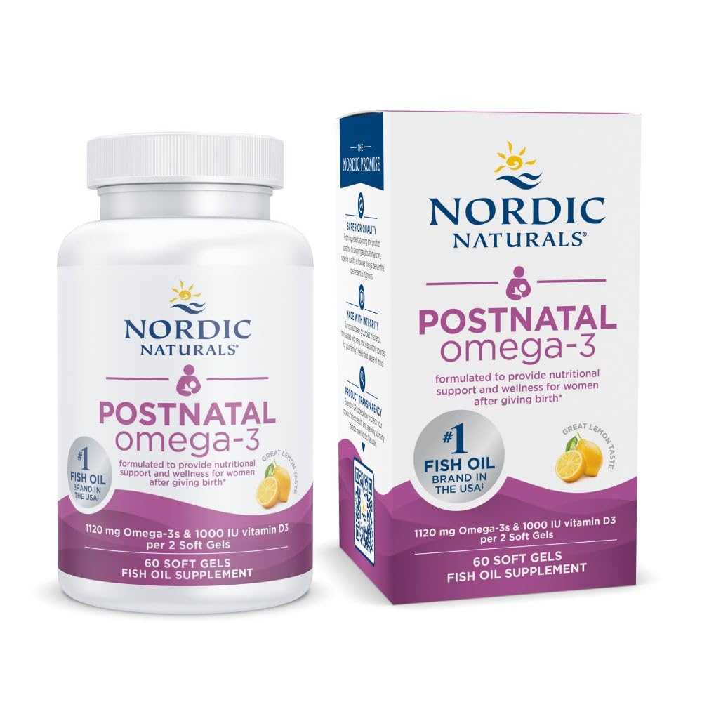 Nordic Naturals Postnatal Omega-3, Lemon - 60 Soft Gels - 1120 Total Omega-3 + 1000 IU Vitamin D3 - Formulated for New Moms; Supports Optimal Wellness, Positive Mood, Healthy Metabolism - 30 Servings Nordic Naturals Au supplements