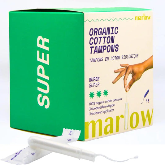 Award Winning 100% Organic Cotton Easy Glide Tampons with Compact Plant Based Applicator MARLOWAU supplements