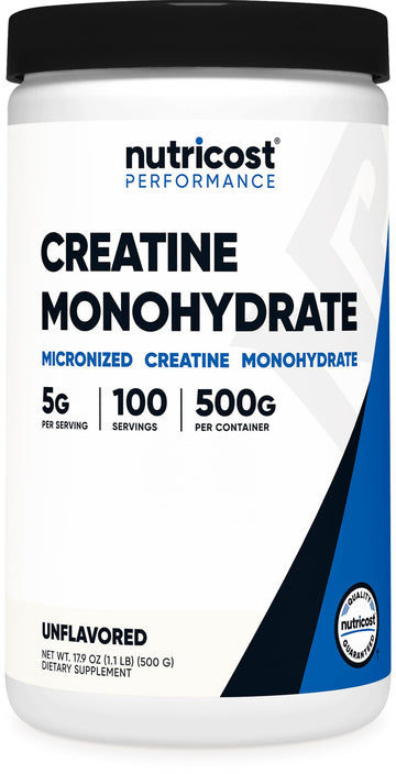 Nutricost Creatine Monohydrate Micronized Powder 500G, 5000mg Per Serv (5g) - 100 Servings, 17.9 Oz Nutricost Au supplements