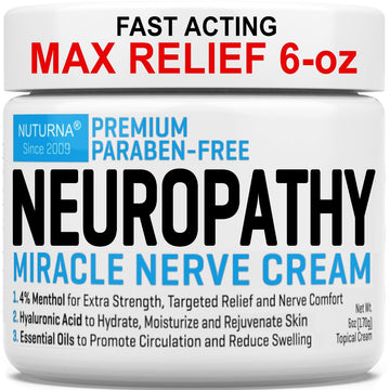 Neuropathy Nerve Relief Cream - Premium Nerve Cream 3X Action for Targeted Relief and Soothing Nerve Comfort - Maximum Strength with 4% Menthol, MSM for Feet Hands Legs Toes & Back - Extra Large 6 Oz Nuturna Au supplements