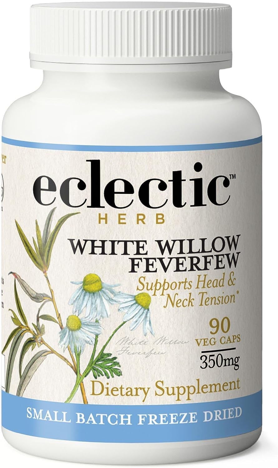 Eclectic Institute Raw Fresh Freeze-Dried Non-GMO White Willow - Feverfew | Support Body's Response to Occasional Pain | 90 CT (350 mg) ECLECTIC INSTITUTE Au supplements