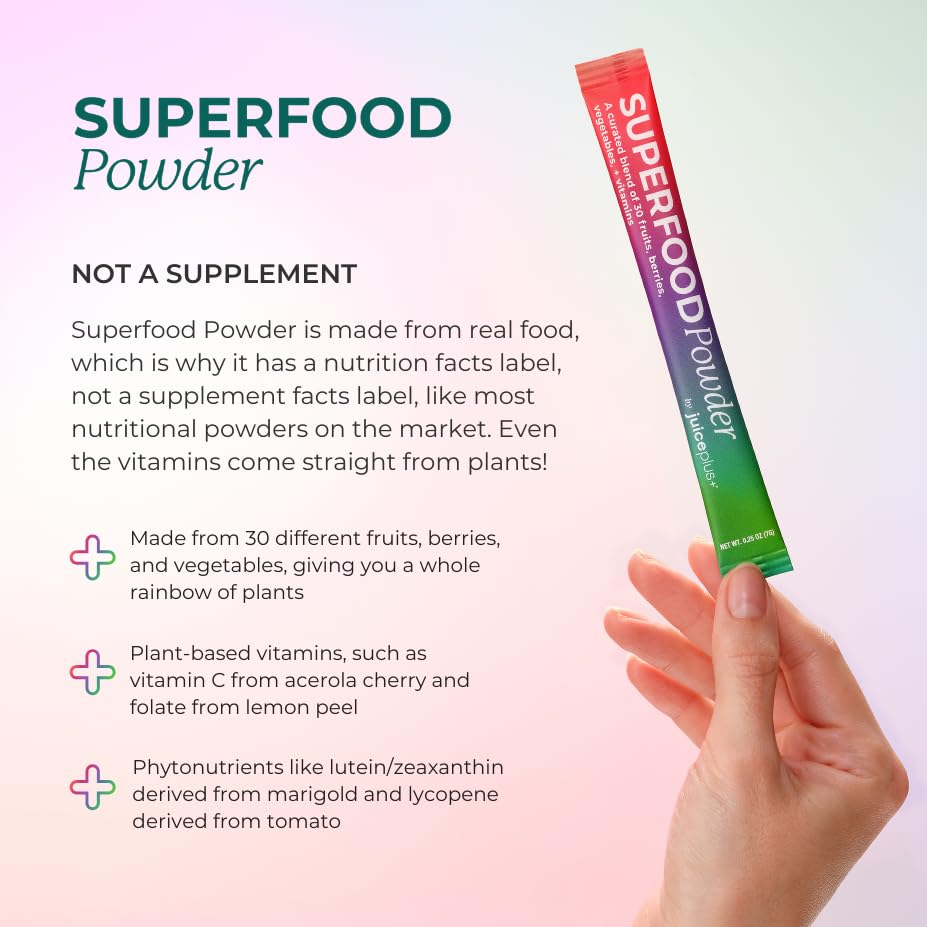 Juice Plus+ - Superfood Powder - Drink with 30 Fruits Berries Veggies Plant Vitamins for Refreshing Immune Wellness Boost - 30 Stick Packs Juice Plus+ Au supplements