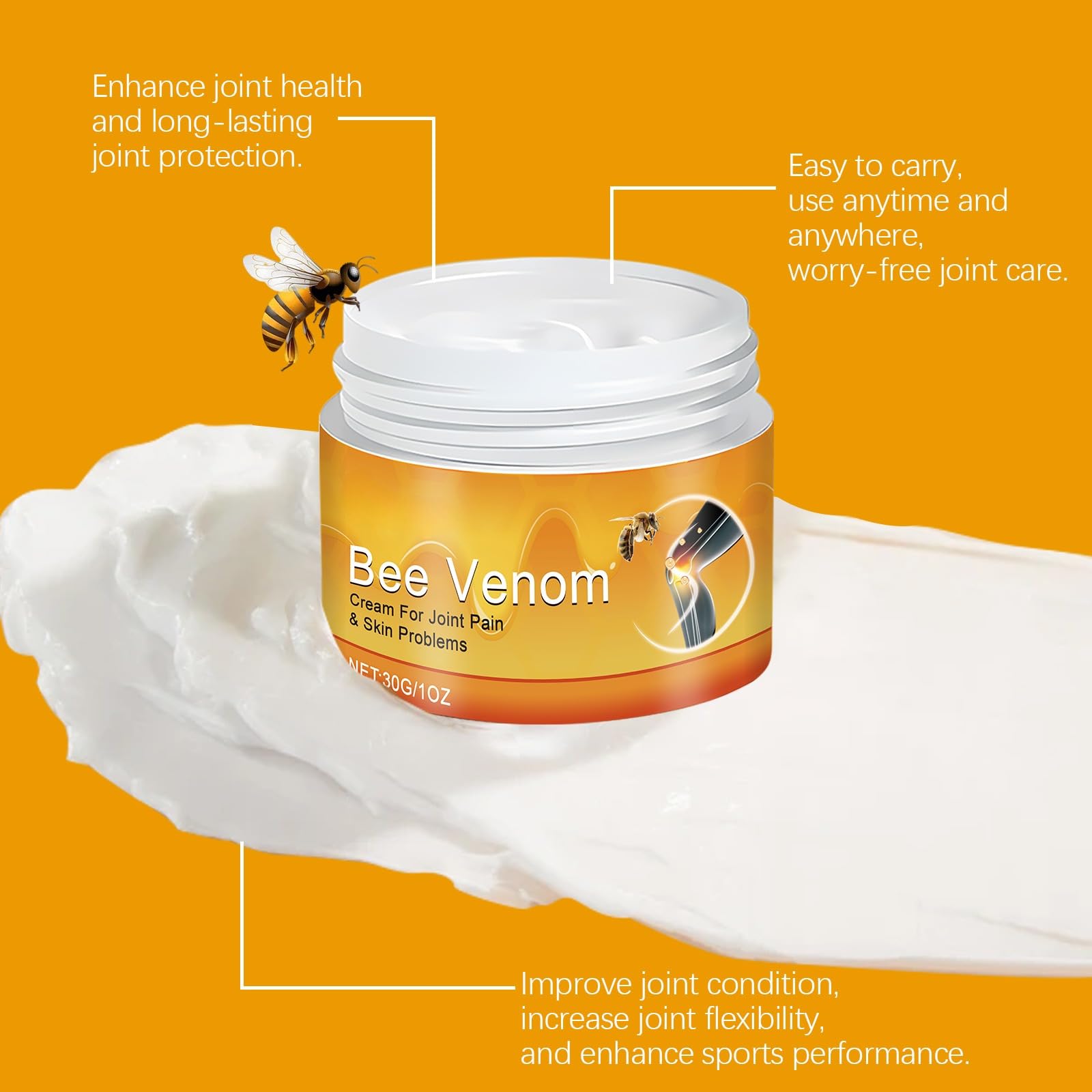 2 PCS Bee Venom Joint and Bone Cream, Bees Venoms Cream Relief Gel for Back, Knee, Hands, Neck, Feet Generic Au supplements
