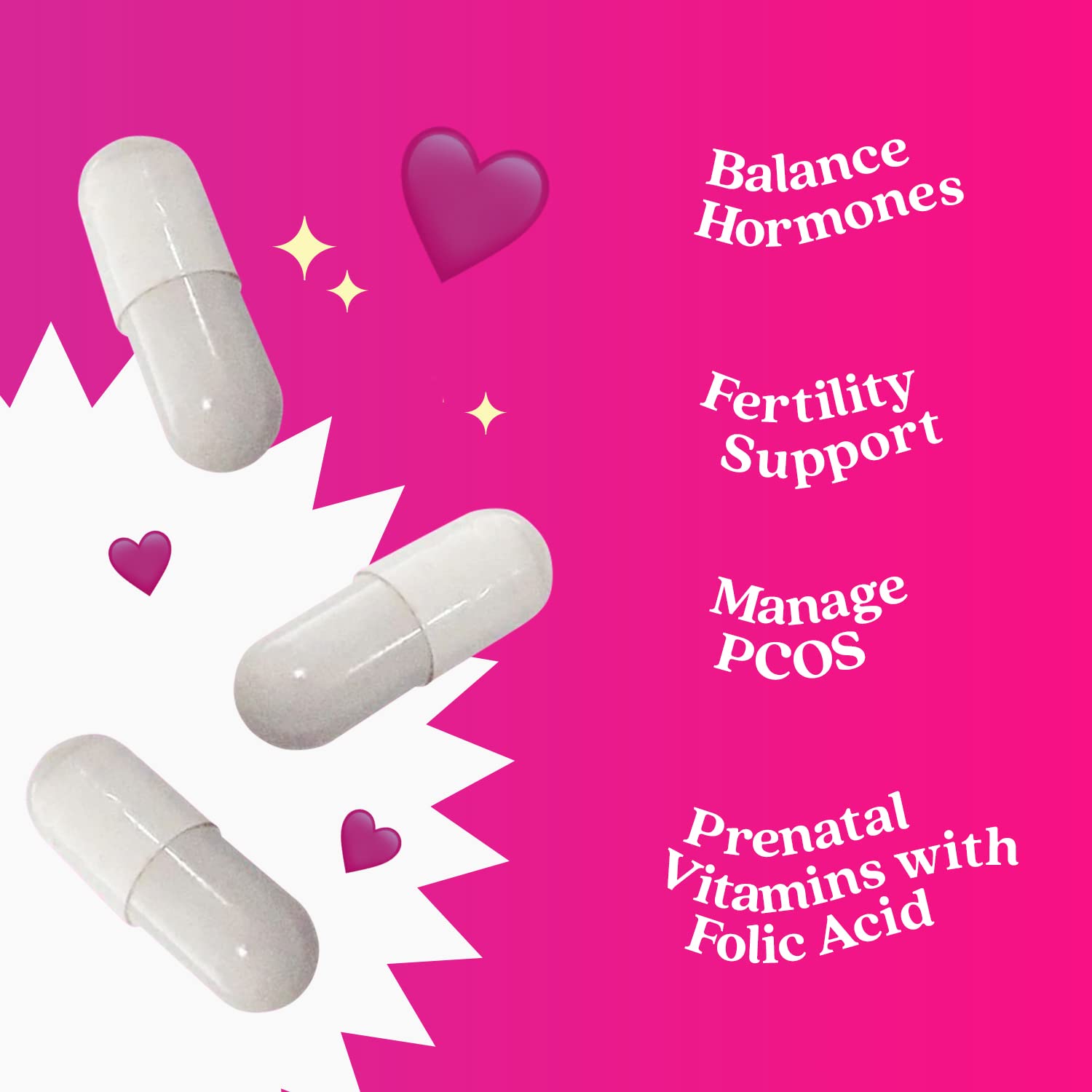 Myo-Inositol & D-Chiro Inositol Capsules with Folic Acid for PCOS | Prenatal Fertility BeLive Au supplements