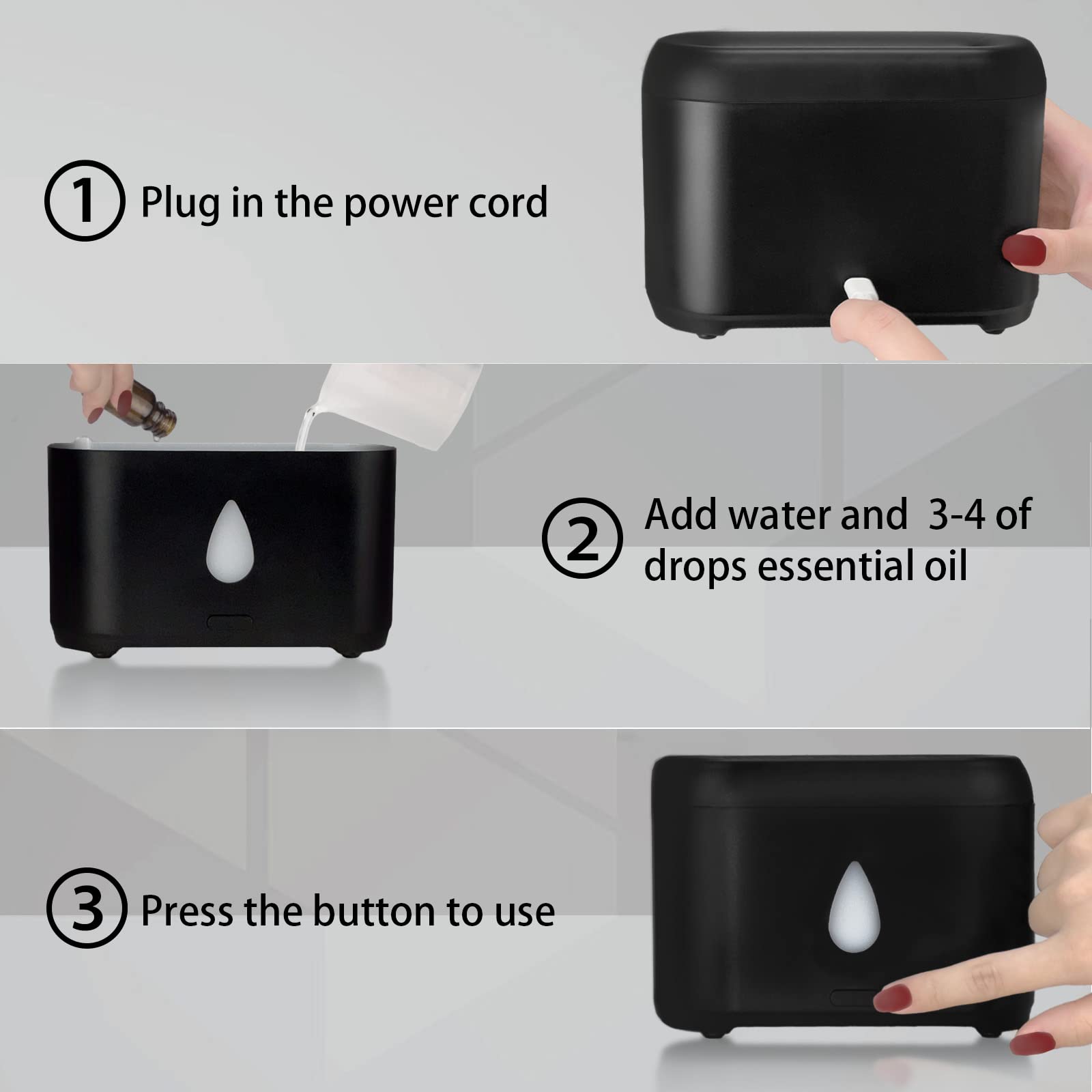 Flame Diffuser for Essential Oils (Black) Phimuezl Au supplements
