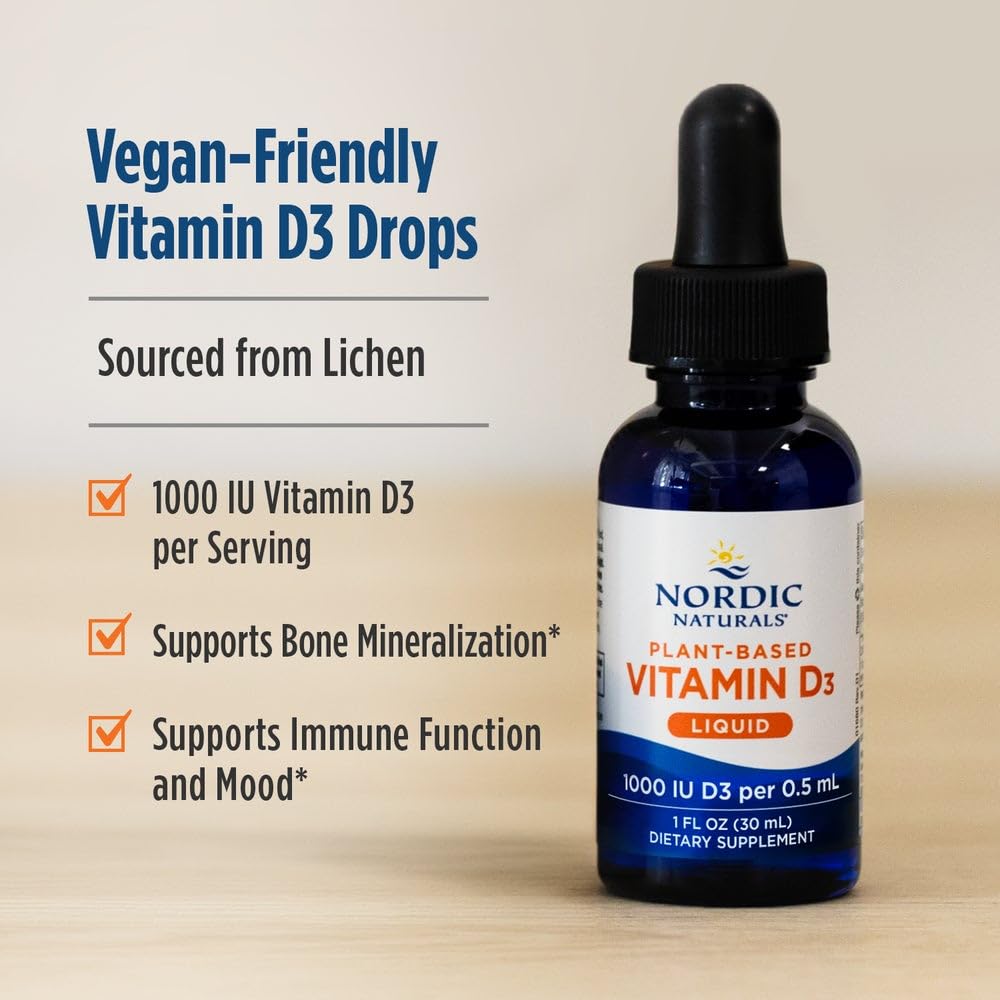 Nordic Naturals Plant-Based Vitamin D3 Liquid - 1 oz - 1000 IU Vitamin D3 - Healthy Bones, Mood & Immune System Function - Non-GMO, Vegan - 60 Servings Nordic Naturals Au supplements