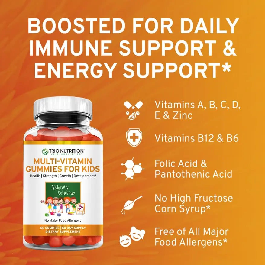 TRIO NUTRITION Premium Kids Multivitamin Gummies with Vitamin C & Zinc for Immune & Energy Support | TRIO NUTRITION Au supplements