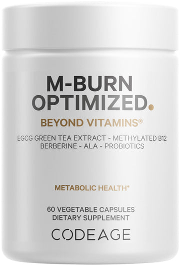 Codeage M-Burn Optimized Supplement - Decaffeinated Green Tea Std. to 50% EGCG, Berberine, Akkermansia, Vitamin B12 - Probiotics - Vitamins - 60 Capsules Codeage Au supplements
