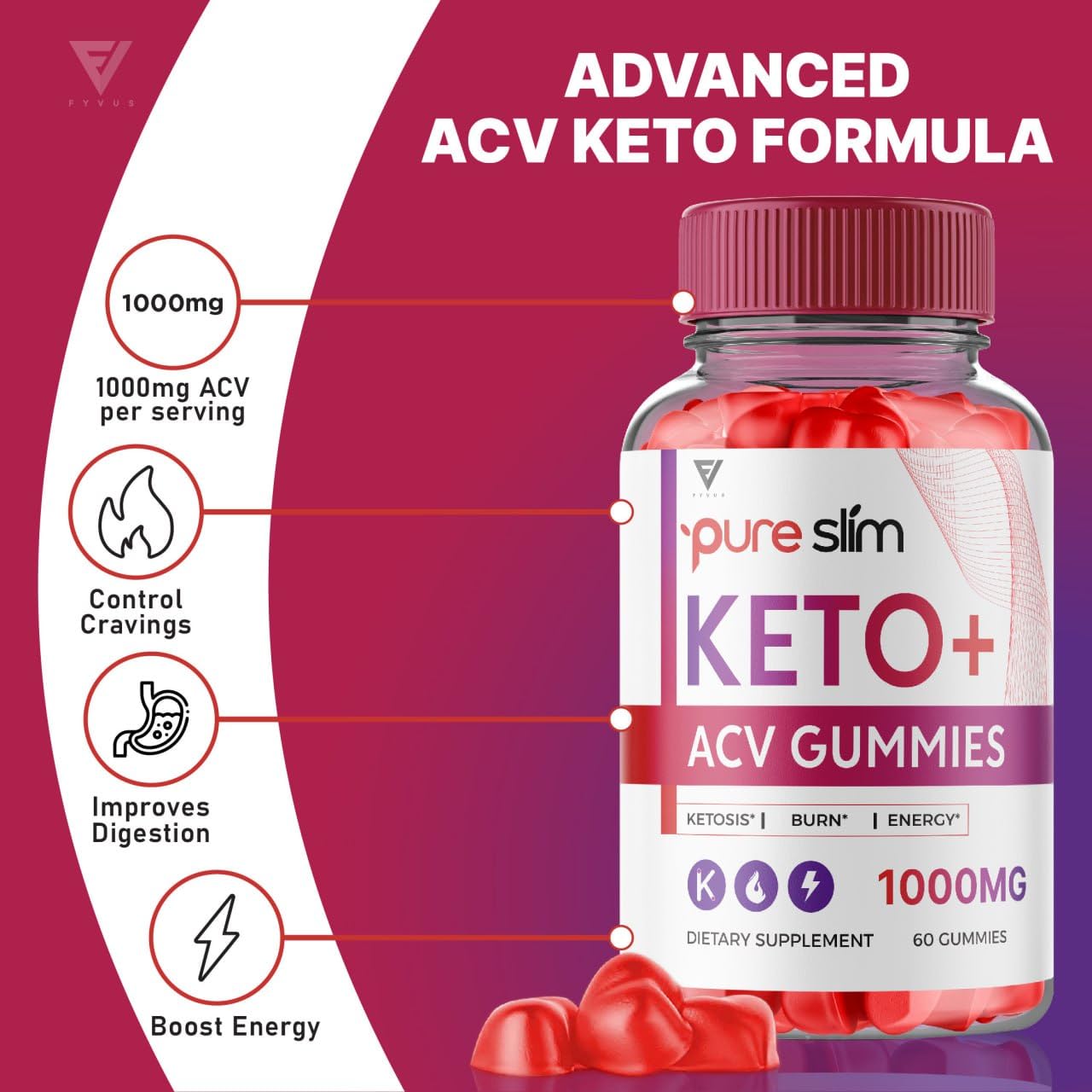 (2 Pack) Pure Slim Keto ACV Gummies, Pure Slim Keto ACV Gummies Advanced Kelly Clarkson Fyvus Au supplements
