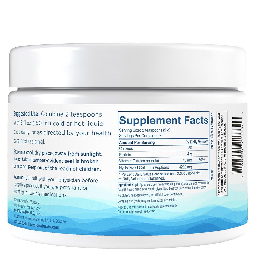 Nordic Naturals Nordic Beauty Marine Collagen Powder, Strawberry - 5.29 Ounces - Collagen Powder Supplement for Healthy Skin, Joints, and Bones, Vitamin C for Antioxidant Support - 30 Servings Nordic Naturals Au supplements