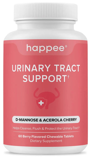 Happee Urinary Tract Health Supplement for Women & Men – Fast-Acting UTI Relief and Prevention, 500mg D-Mannose & Antioxidants, Supports Kidney and Bladder Health, Berry Flavor, 60 Chewables Happee Au supplements