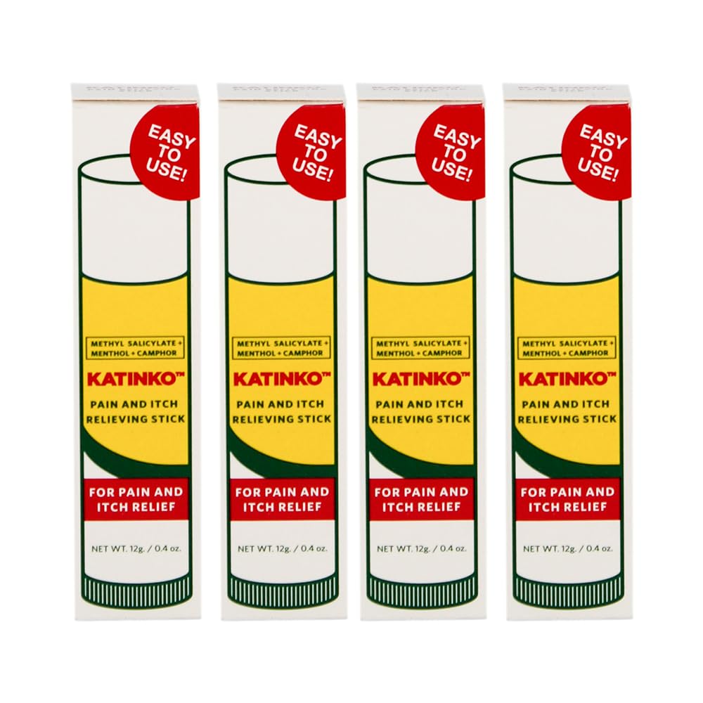 Katinko Pain and Itch Relieving Stick 12g - Effective for Muscle Strain, Neck Stiffness, Rheumatism, and Bruises (4) Katinko Au supplements