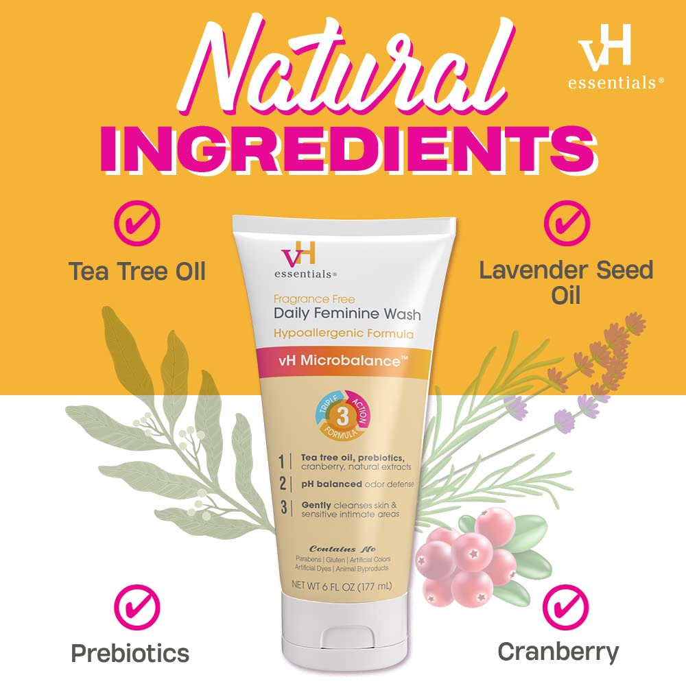 vH essentials Daily Feminine Wash - Fragrance Free, Hypoallergenic with Tea Tree Oil vH essentials Au supplements
