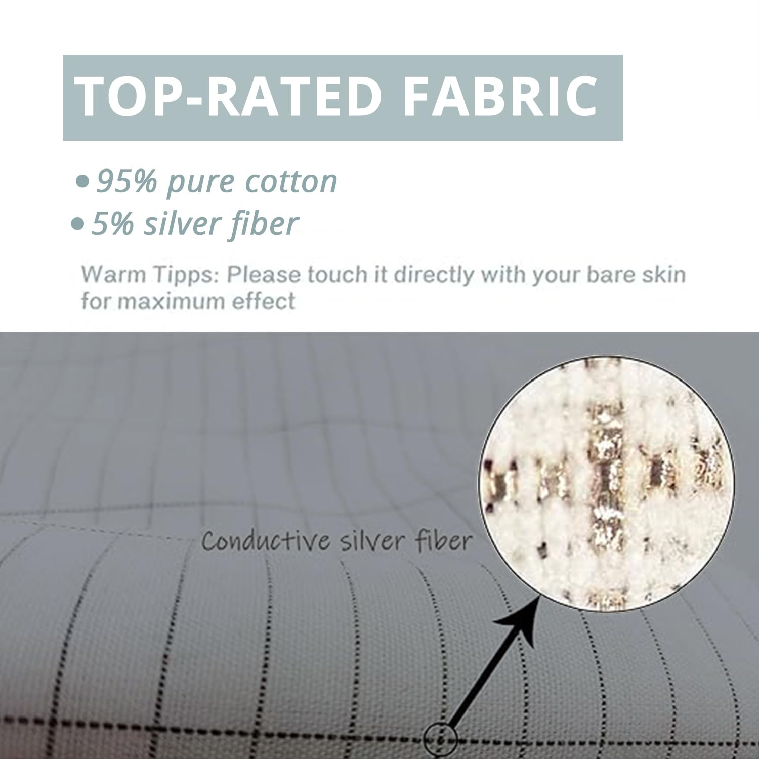 Grounding Pillowcase Silver Fiber Grounding Pillow Case 20 * 30in with Conductive Cord CHIAOCHUTTY Au supplements