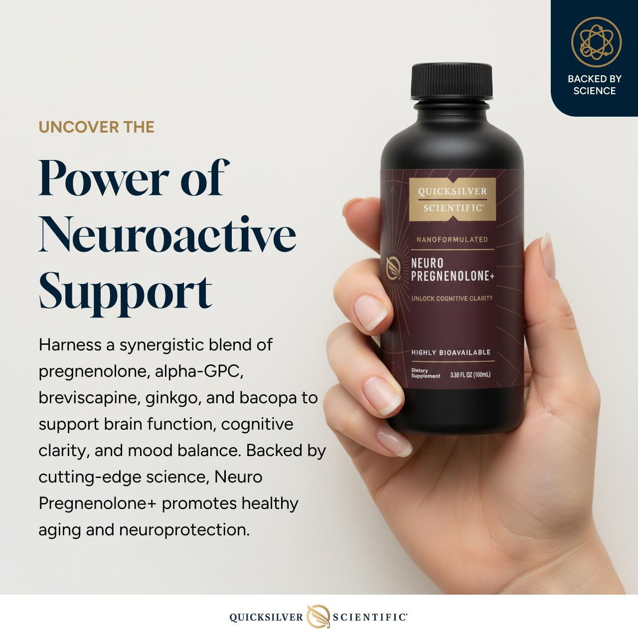 Quicksilver Scientific Neuro Pregnenolone+ - Brain Support Supplement for Neurological Health - Neuroactive Ingredients - Rapid Absorption - Vegan, Sugar-Free & Gluten-Free - 3.38 fl oz (20 Servings) Quicksilver Scientific Au supplements