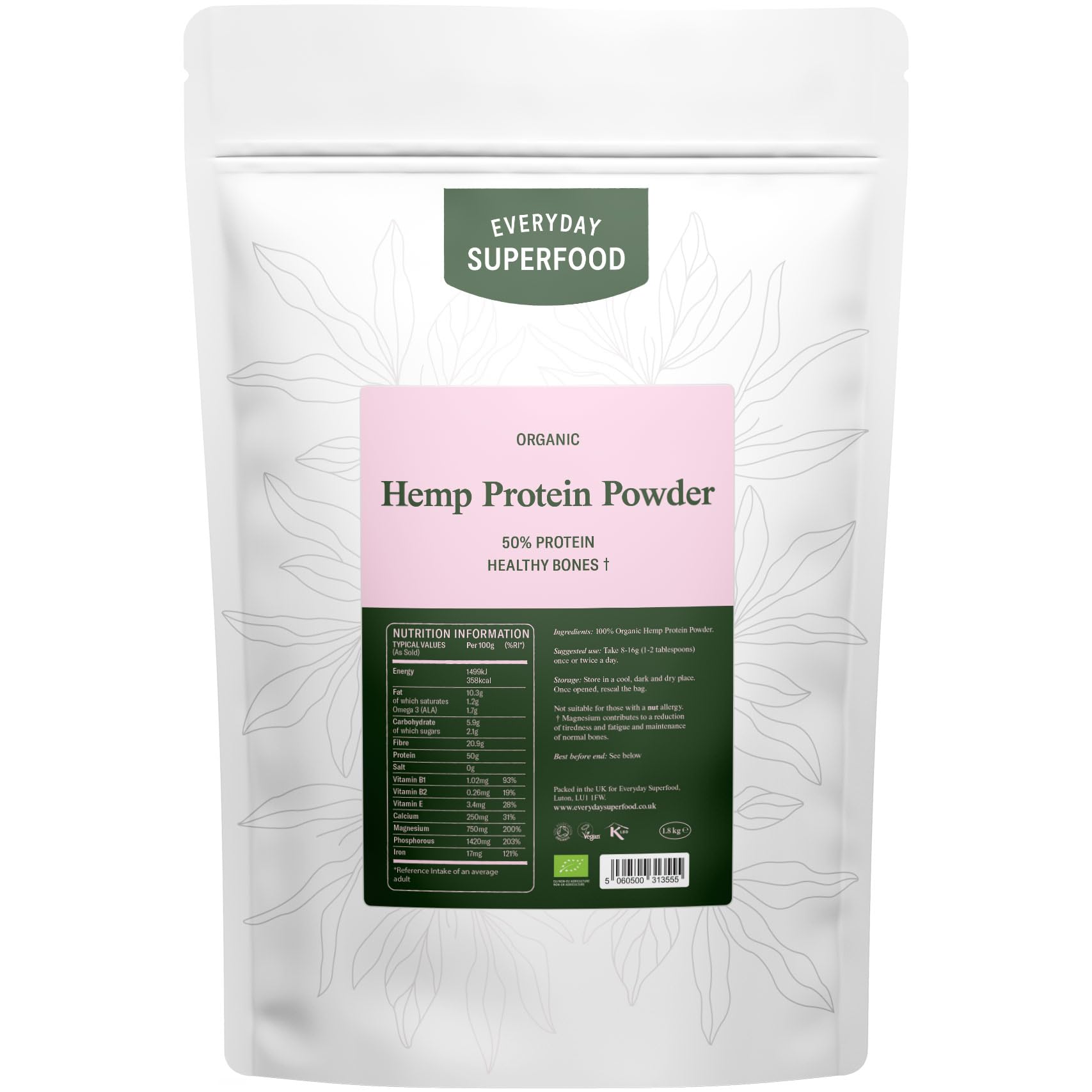 Organic Hemp Protein Powder 1.8kg Hemp Isolate 50% Protein Hemp Cold Pressed Hemp Seeds Powder Everyday Superfood Au supplements