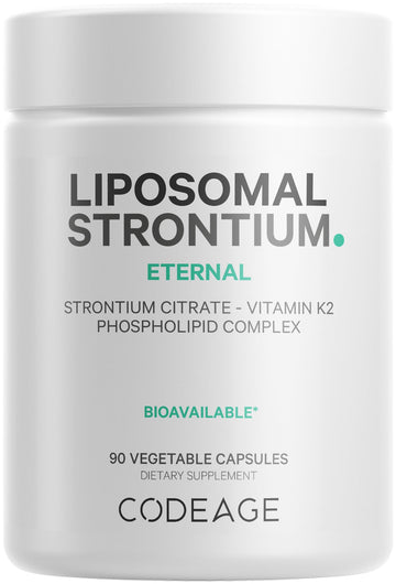 Codeage Liposomal Strontium Supplement - Strontium Citrate, Vitamin K2 MK-7, Liposomal Delivery, Non-GMO, Gluten-Free - 90 Capsules Codeage Au supplements