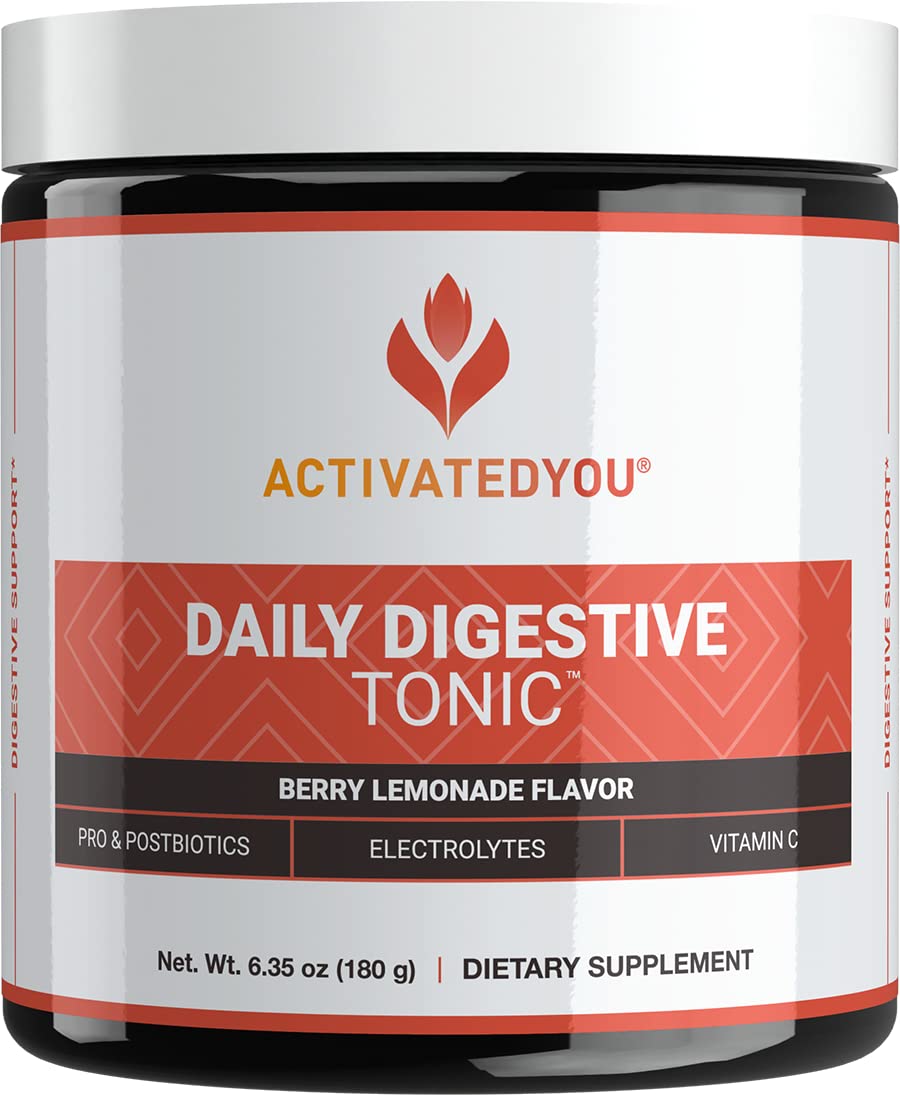 ACTIVATEDYOU Daily Digestive Tonic Kombucha - Support Healthy Digestion & Youthful, Long-Lasting Energy- Prebiotic Fiber, Probiotics, Postbiotics, Vitamin C, Berry Lemonade Flavor (30 Servings) ACTIVATEDYOU Au supplements