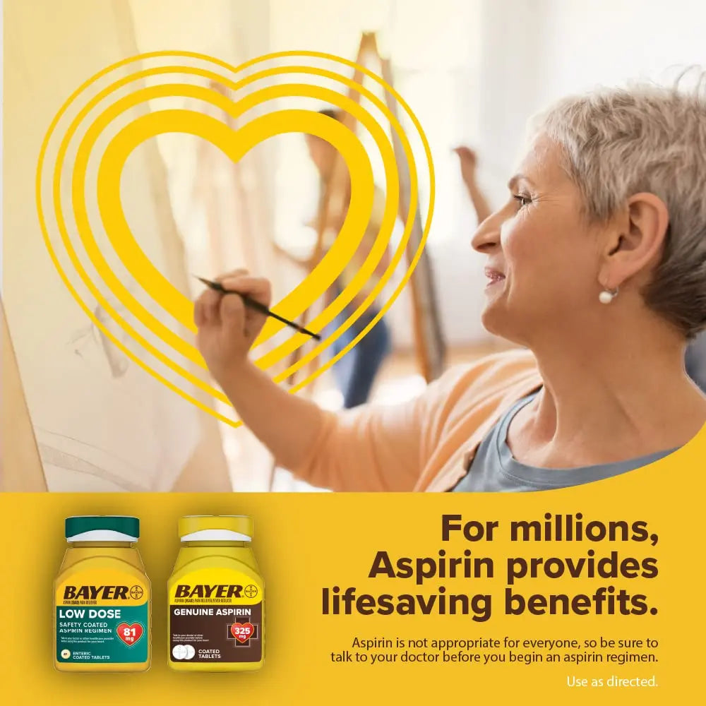 Bayer Aspirin Low Dose 81 mg, Enteric Coated Tablets, Doctor Recommended, Secondary Prevention of Cardiovascular Disease, 300 Safety Coated Tablets (Packaging may vary) Bayer Au supplements